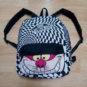 Vans Off The Wall Disney Backpack Checkerboard Cheshire Cat Alice in Wonderland.